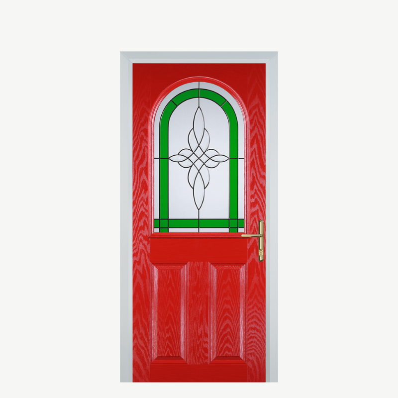 Door E 2 Panel 1 Arch Poppy Red (High Gloss) Crystal Harmony Green image 0