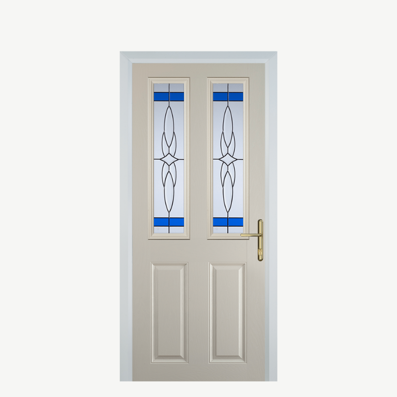 Door C 2 Panel 2 Square Cream Crystal Harmony Blue image 0