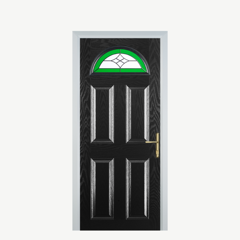 Door D 4 Panel 1 Arch Black Crystal Harmony Green image 0