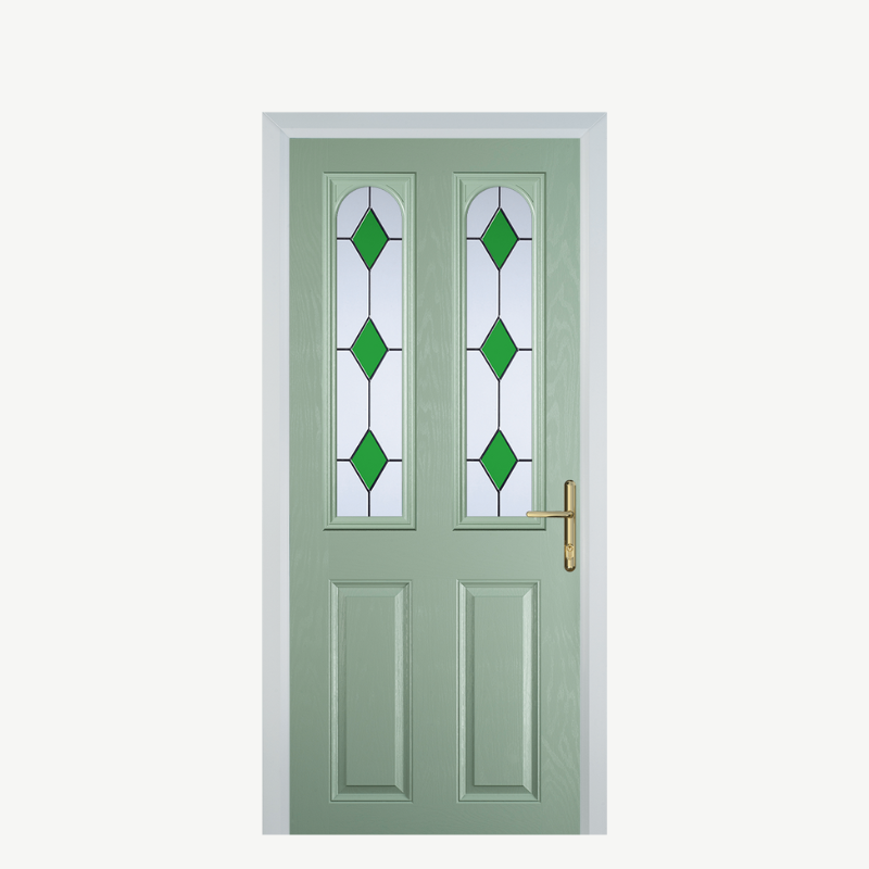 Door A 2 Panel 2 Arch Chartwell Green 3 Drop Diamond Green image 0