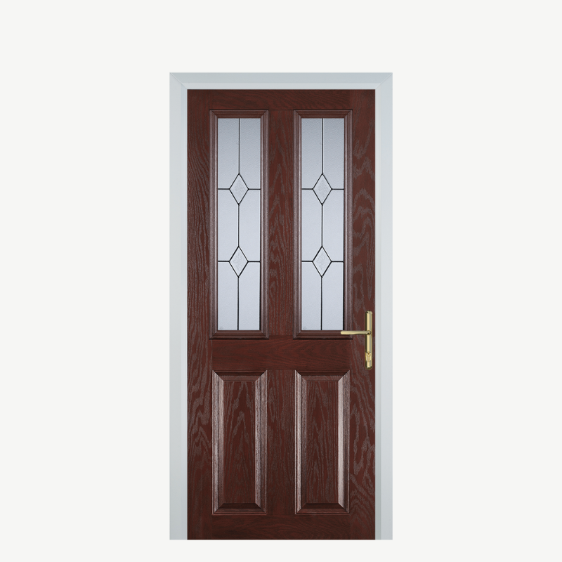 Door C 2 Panel 2 Square Dark Wood Classic image 0