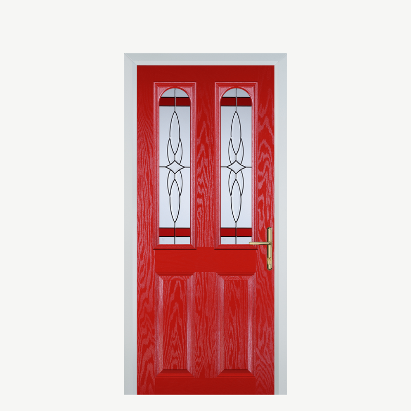 Door A 2 Panel 2 Arch Poppy Red (High Gloss) Crystal Harmony Red image 0