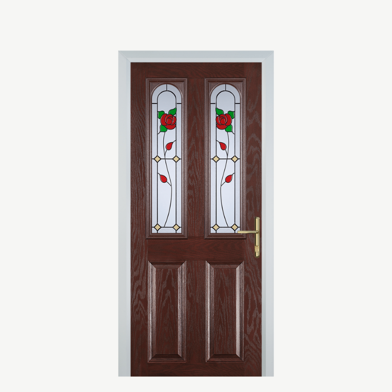 Door A 2 Panel 2 Arch Dark Wood English Rose image 0