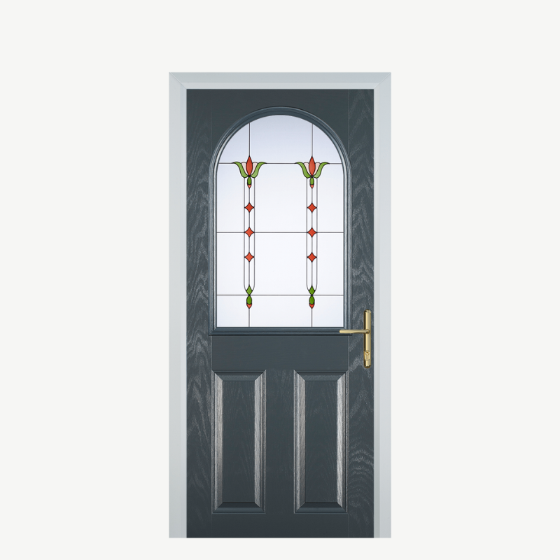 Door E 2 Panel 1 Arch Grey Fleur image 0