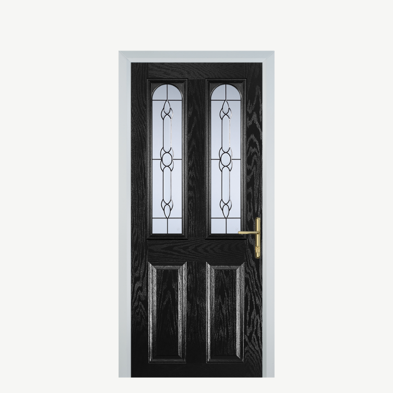 Door A 2 Panel 2 Arch Black Crystal Bohemia image 0