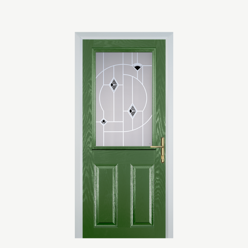 Door F 2 Panel 1 Square Fern Green Murano Black image 0