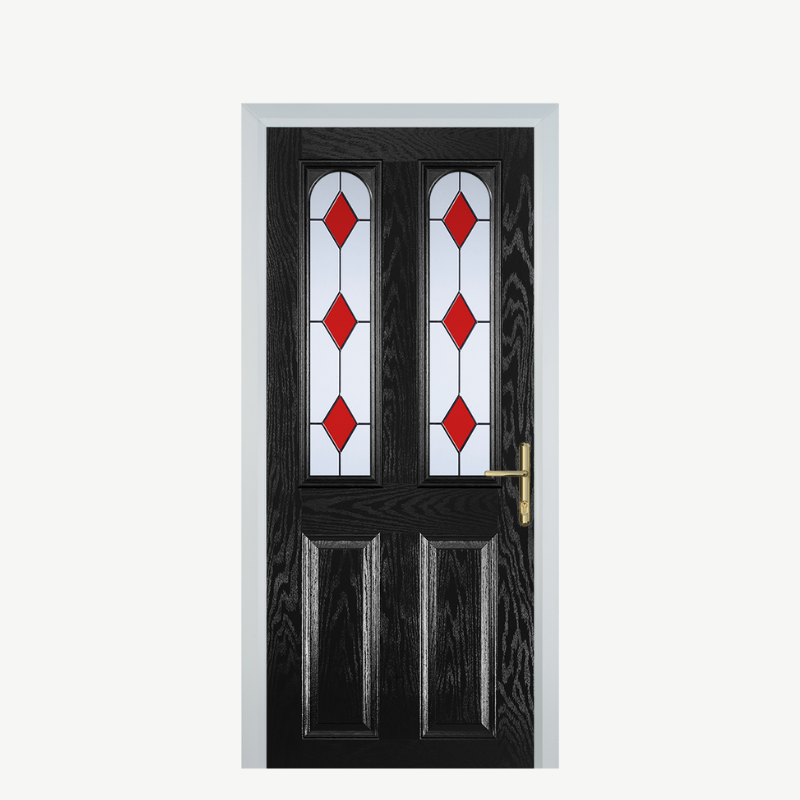 Door A 2 Panel 2 Arch Black 3 Drop Diamond Red image 0