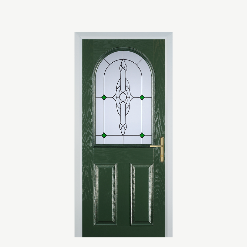 Door E 2 Panel 1 Arch Green Crystal Bohemia Green image 0