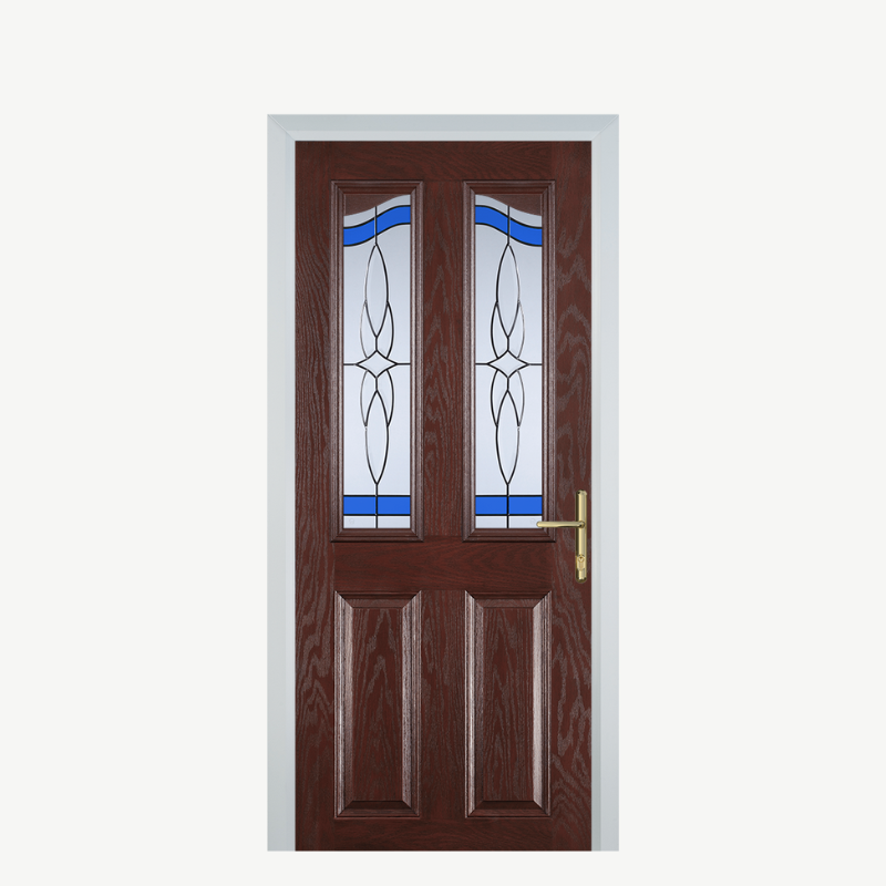 Door B 2 Panel 2 Angle Dark Wood Crystal Harmony Blue image 0