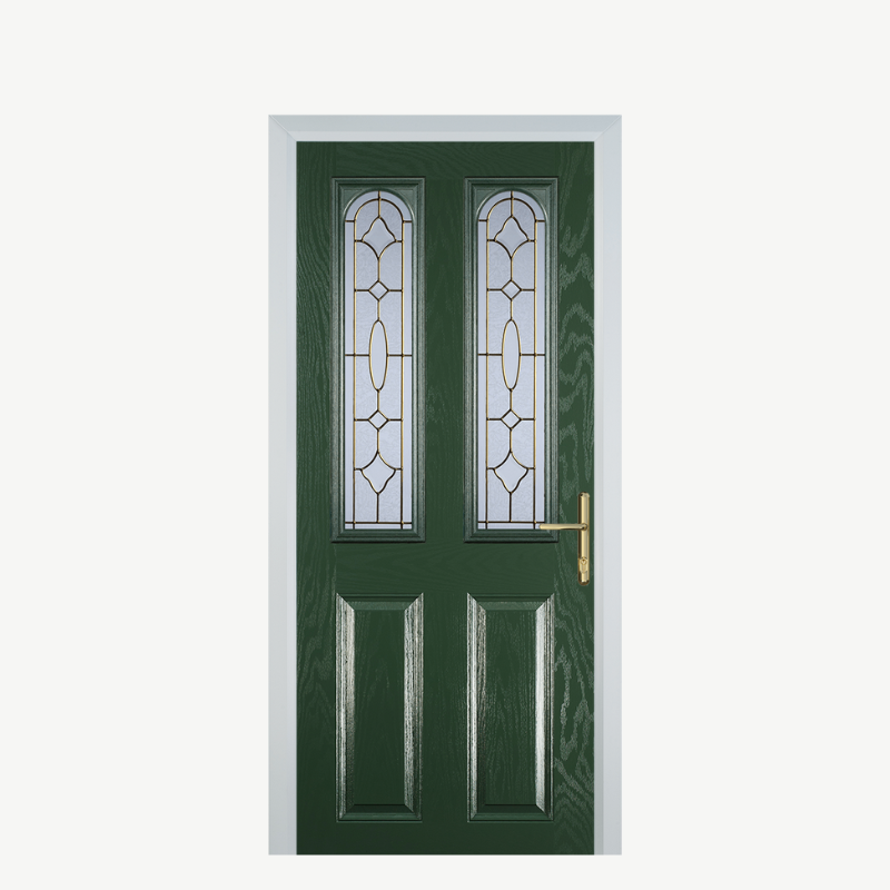 Door A 2 Panel 2 Arch Green Brass Art Clarity image 0
