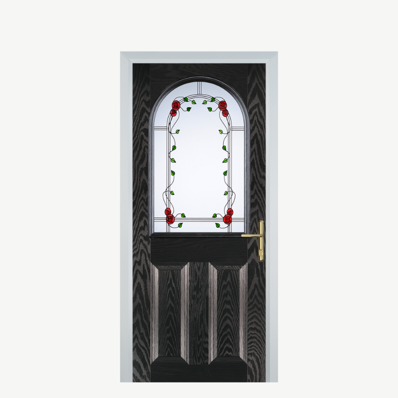 Door E 2 Panel 1 Arch Black Brown Mackintosh Rose image 0