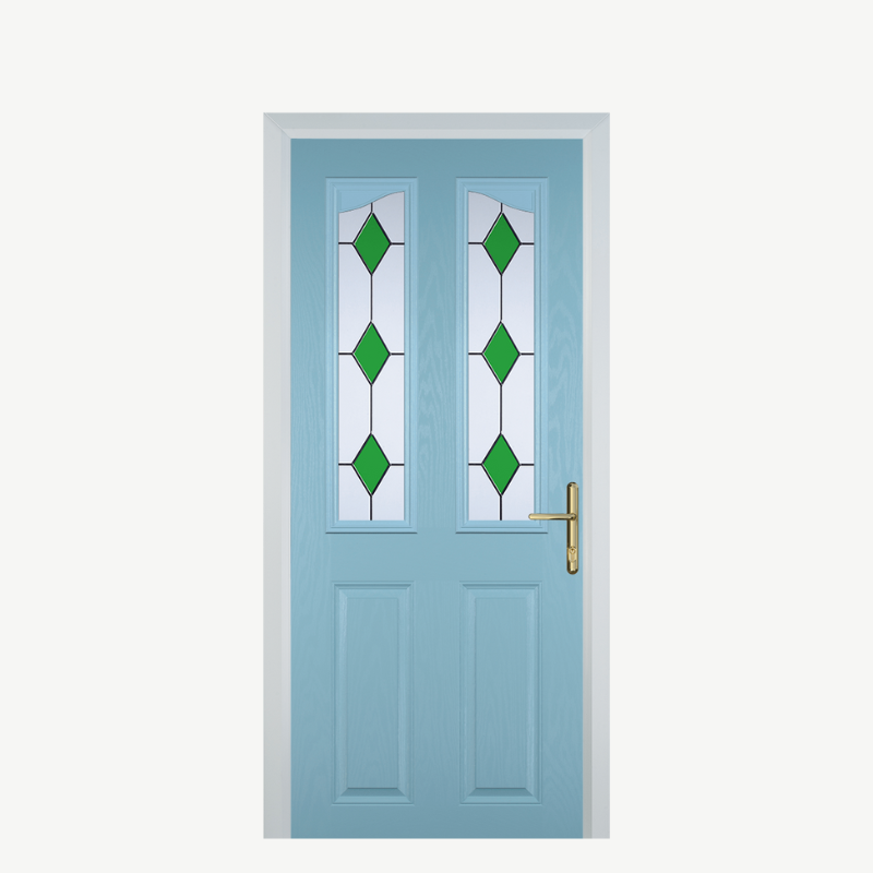 Door B 2 Panel 2 Angle Duck Egg Blue 3 Drop Diamond Green image 0