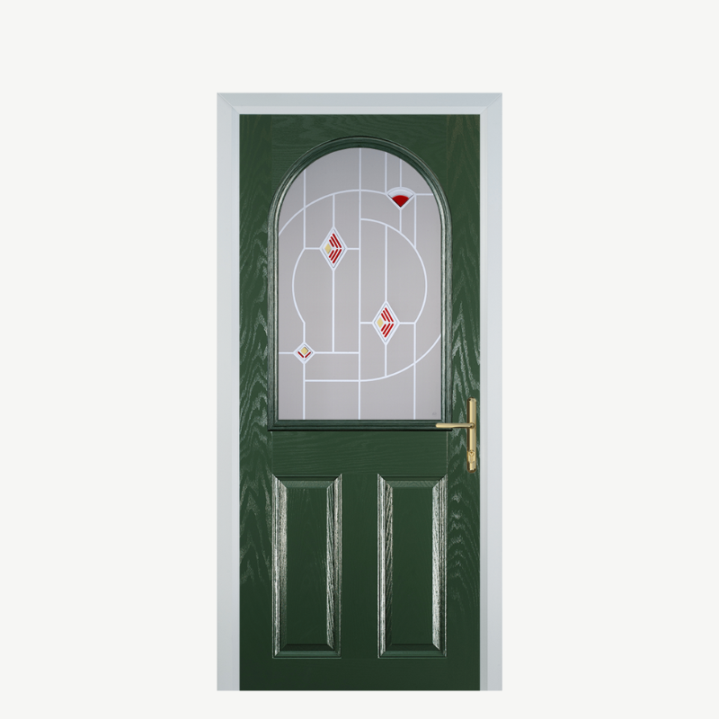 Door E 2 Panel 1 Arch Green Murano Red image 0
