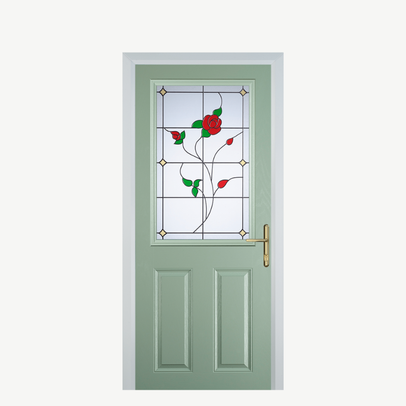Door F 2 Panel 1 Square Chartwell Green English Rose image 0