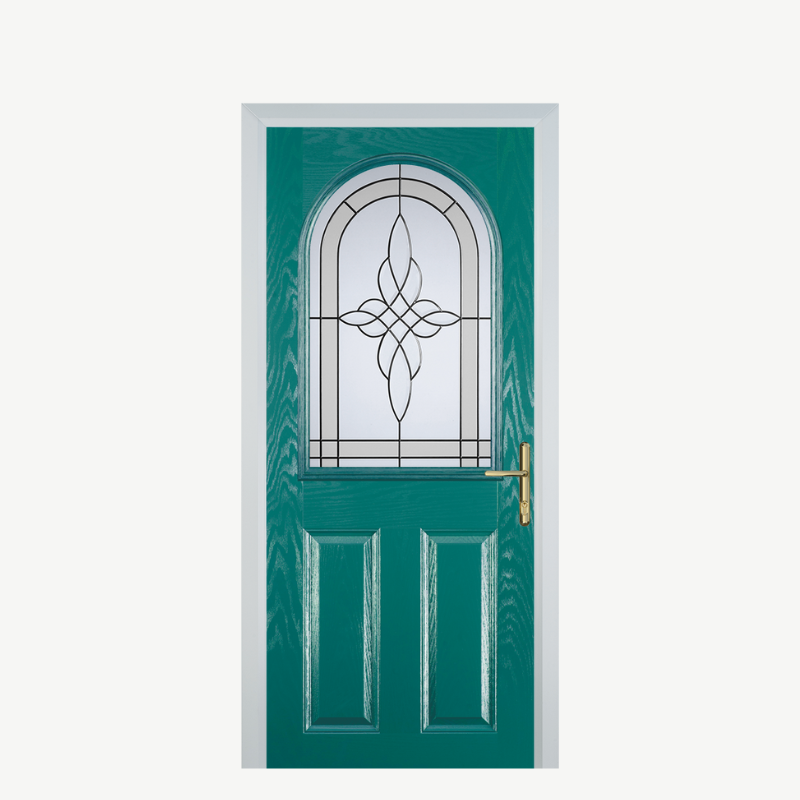 Door E 2 Panel 1 Arch Turquoise Blue Crystal Harmony Frost image 0