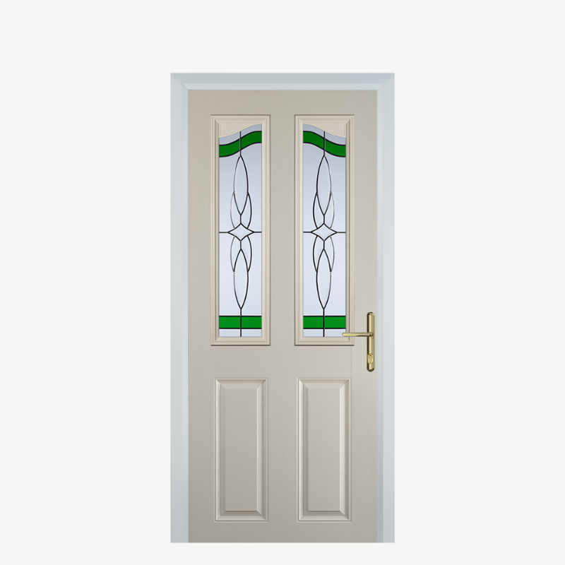 Door B 2 Panel 2 Angle Cream Crystal Harmony Green image 0