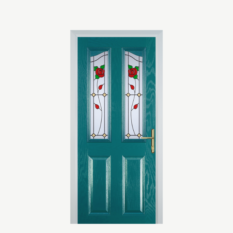 Door B 2 Panel 2 Angle Turquoise Blue English Rose image 0