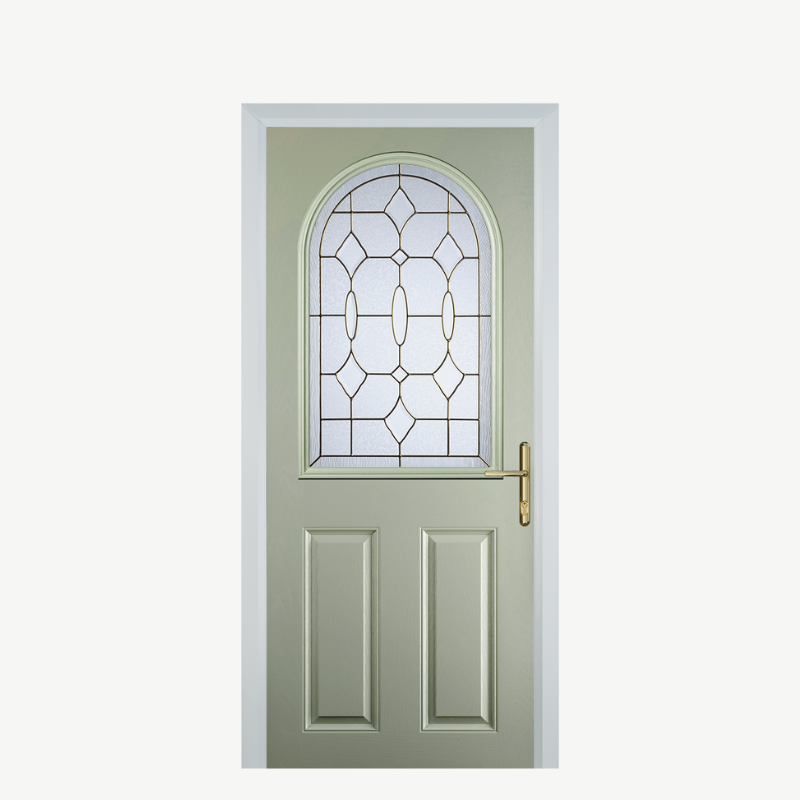 Door E 2 Panel 1 Arch Pebble Grey Brass Art Clarity image 0