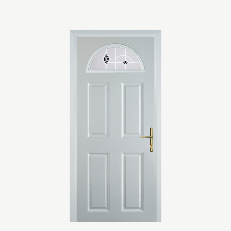 Door D 4 Panel 1 Arch White Murano Black image 0