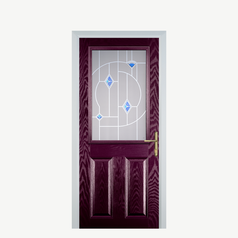 Door F 2 Panel 1 Square Purple Violet Murano Blue image 0