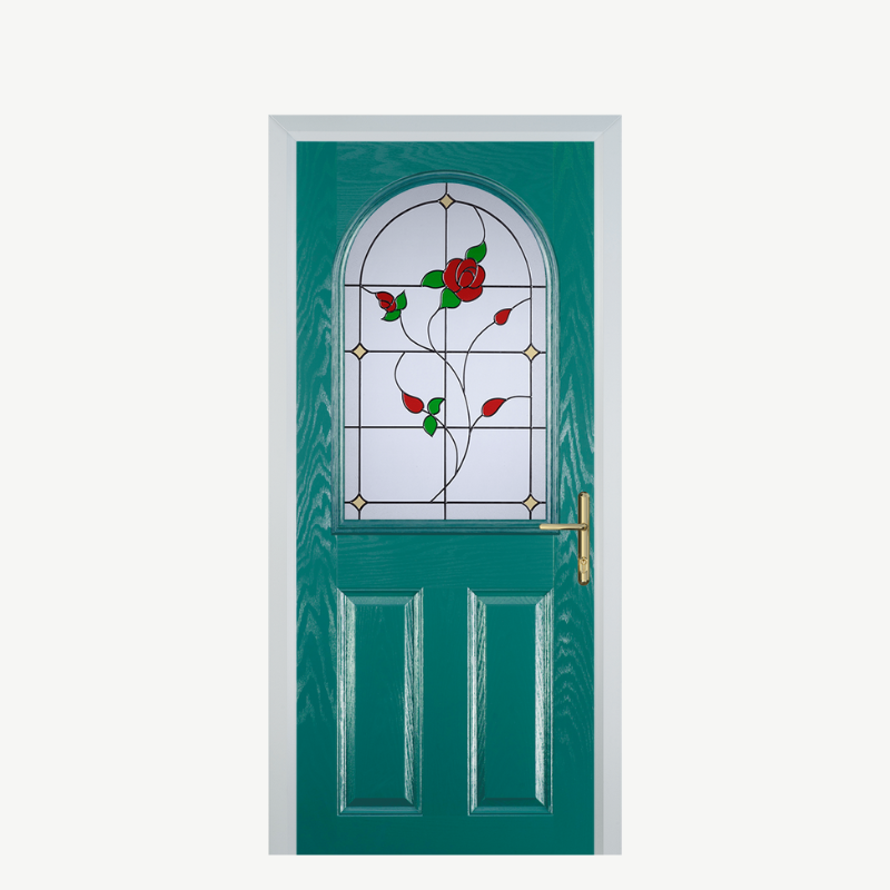 Door E 2 Panel 1 Arch Turquoise Blue English Rose image 0