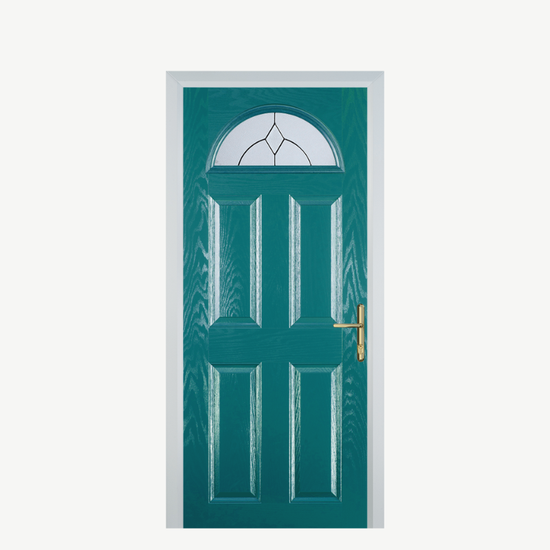 Door D 4 Panel 1 Arch Turquoise Blue Classic image 0