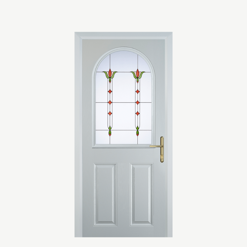 Door E 2 Panel 1 Arch White Fleur image 0