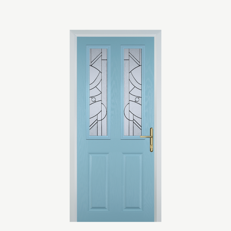 Door C 2 Panel 2 Square Duck Egg Blue Zinc Art Abstract image 0