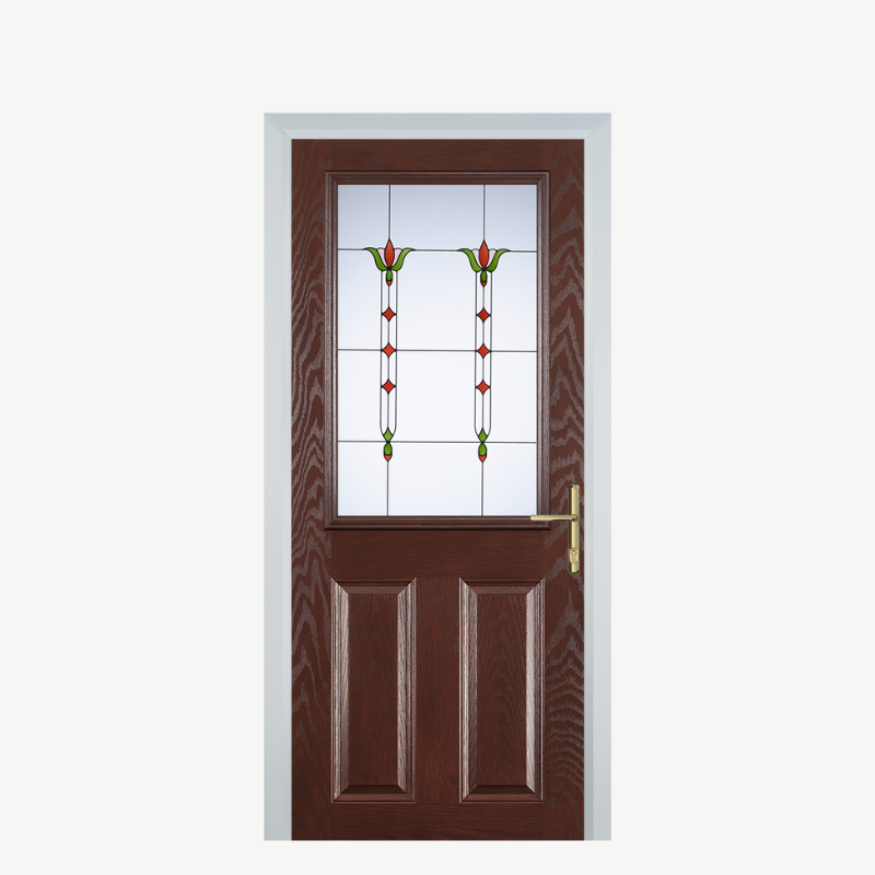 Door F 2 Panel 1 Square Dark Wood Fleur image 0