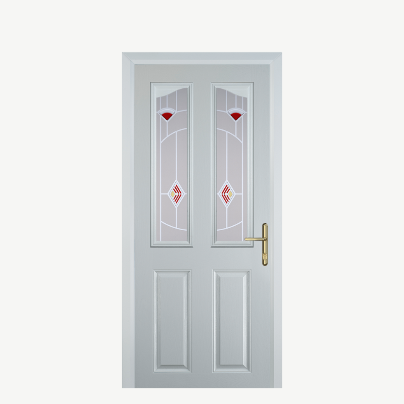 Door B 2 Panel 2 Angle White Murano Red image 0