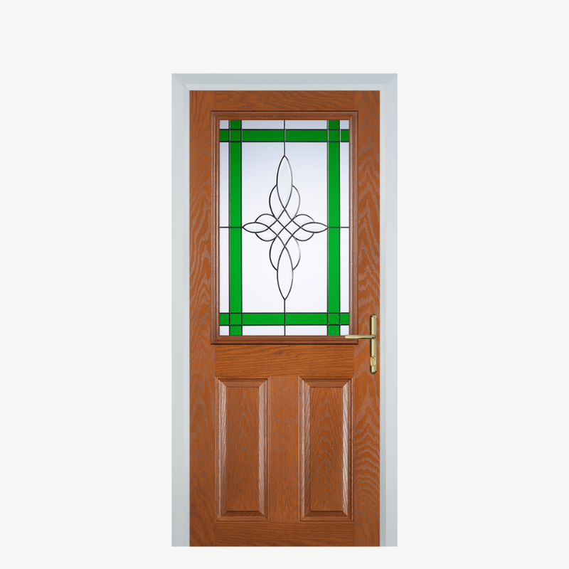 Door F 2 Panel 1 Square Oak Crystal Harmony Green image 0