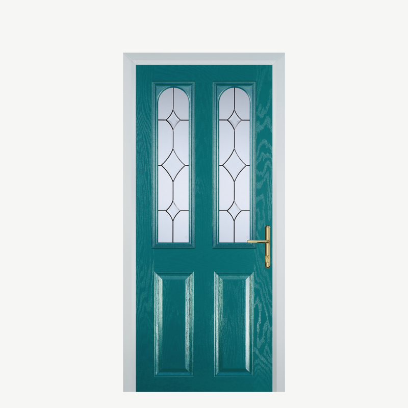 Door A 2 Panel 2 Arch Turquoise Blue Crystal Diamond image 0
