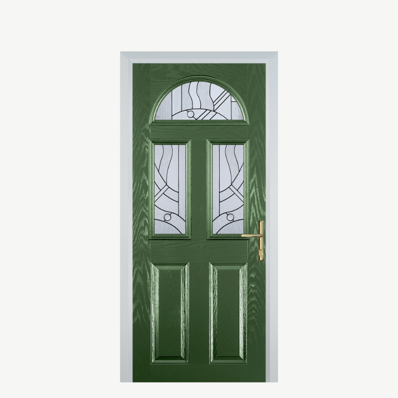 Door G 2 Panel 1 Arch Fern Green Zinc Art Abstract image 0
