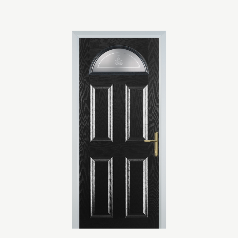 Door D 4 Panel 1 Arch Black Straxton image 0