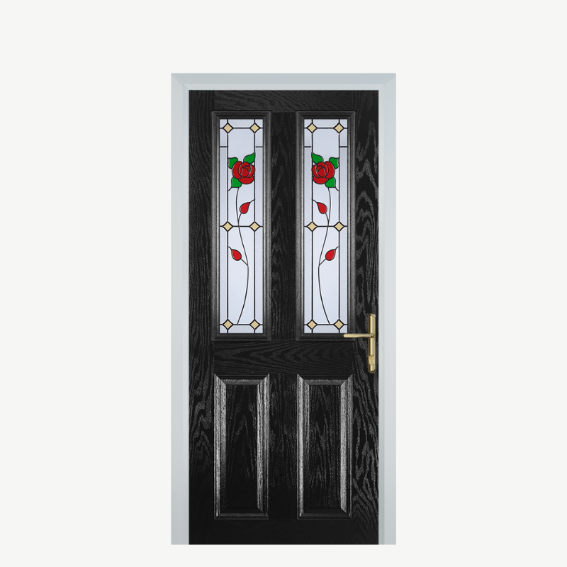 Door C 2 Panel 2 Square Black English Rose image 0