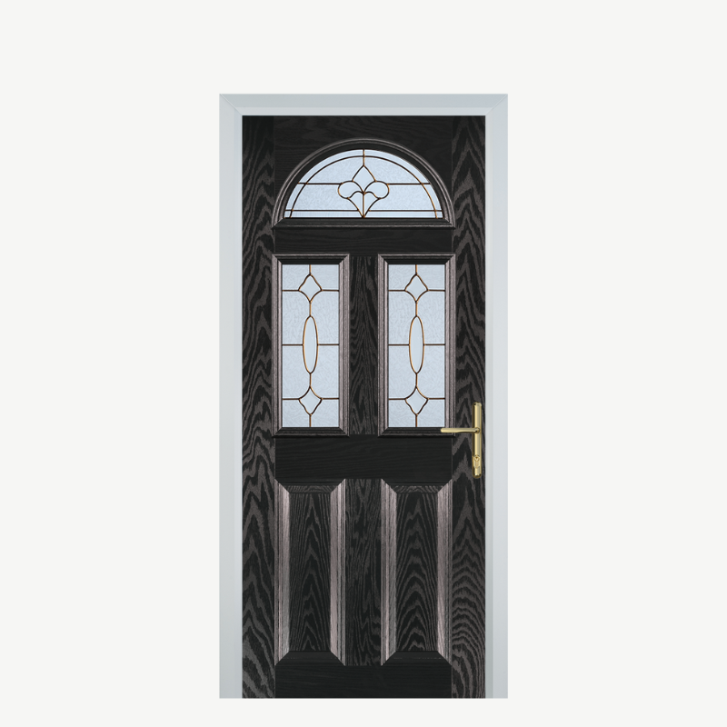 Door G 2 Panel 1 Arch Black Brown Brass Art Clarity image 0