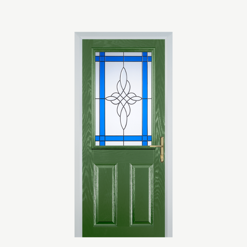 Door F 2 Panel 1 Square Fern Green Crystal Harmony Blue image 0