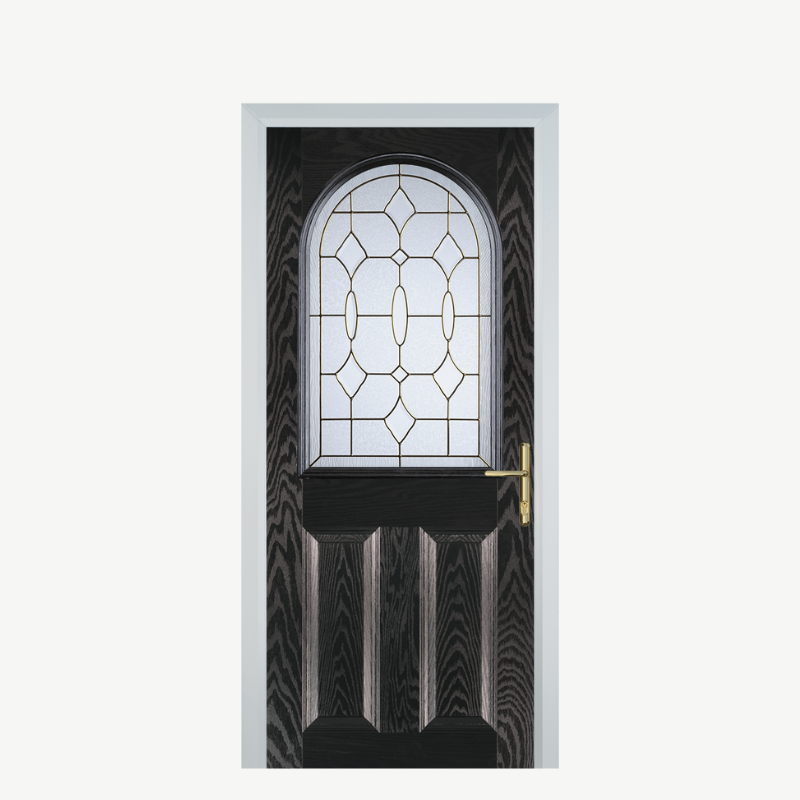 Door E 2 Panel 1 Arch Black Brown Brass Art Clarity image 0