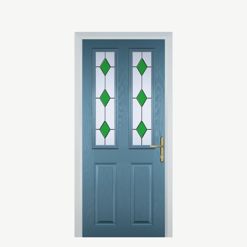 Door C 2 Panel 2 Square Pastel Blue 3 Drop Diamond Green image 0