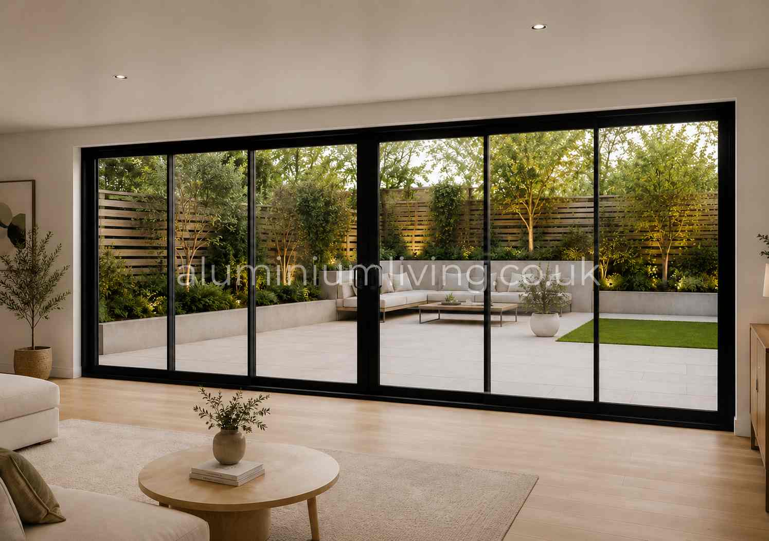 6 Panel Black Sliding Door
