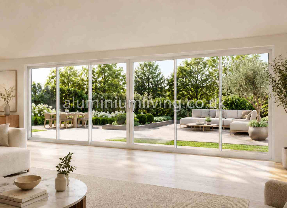 6 Panel White Sliding Door