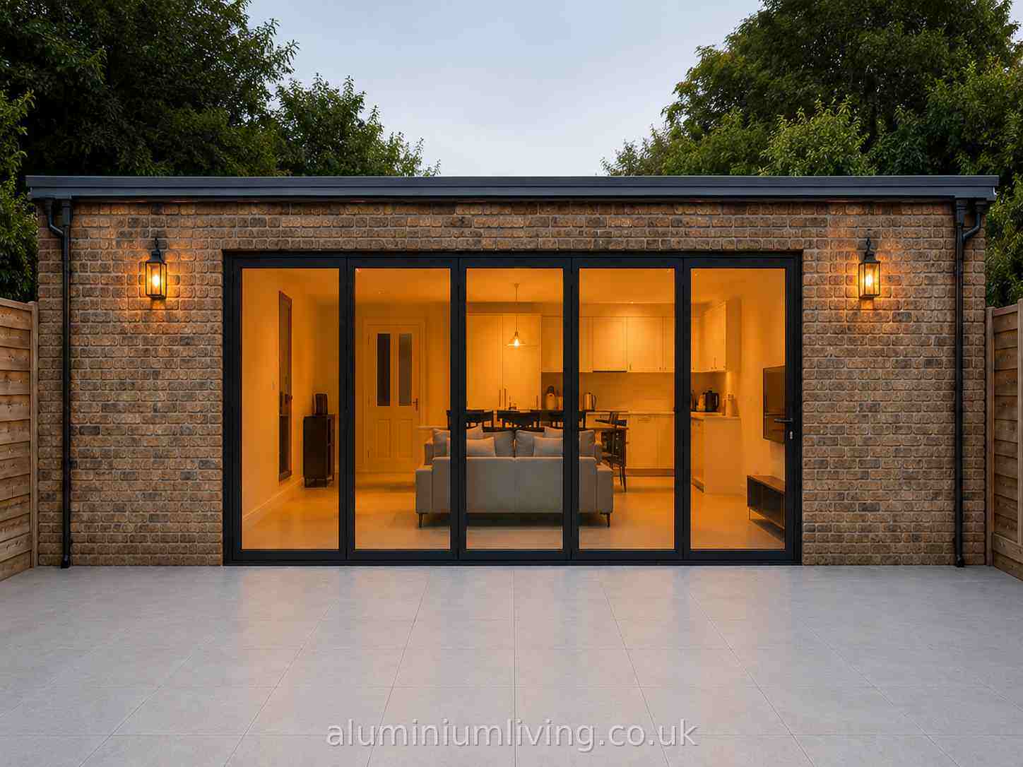 5 Panel Black Aluminium Bifold Door