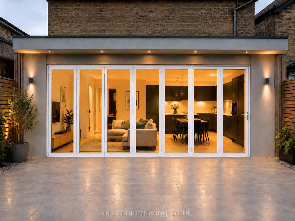 6 Panel White Aluminium Bifold Door