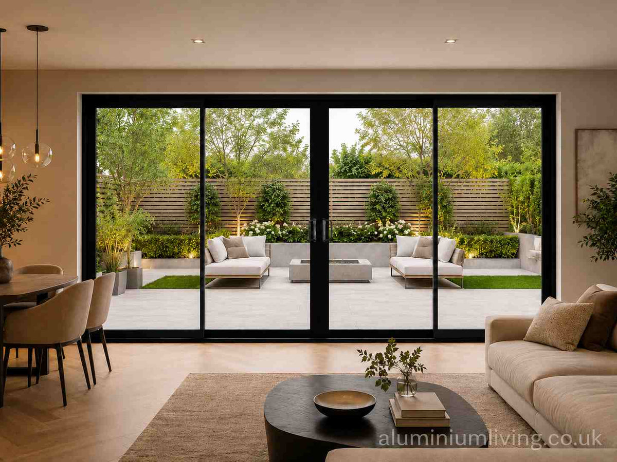 4 Panel Black Sliding Door