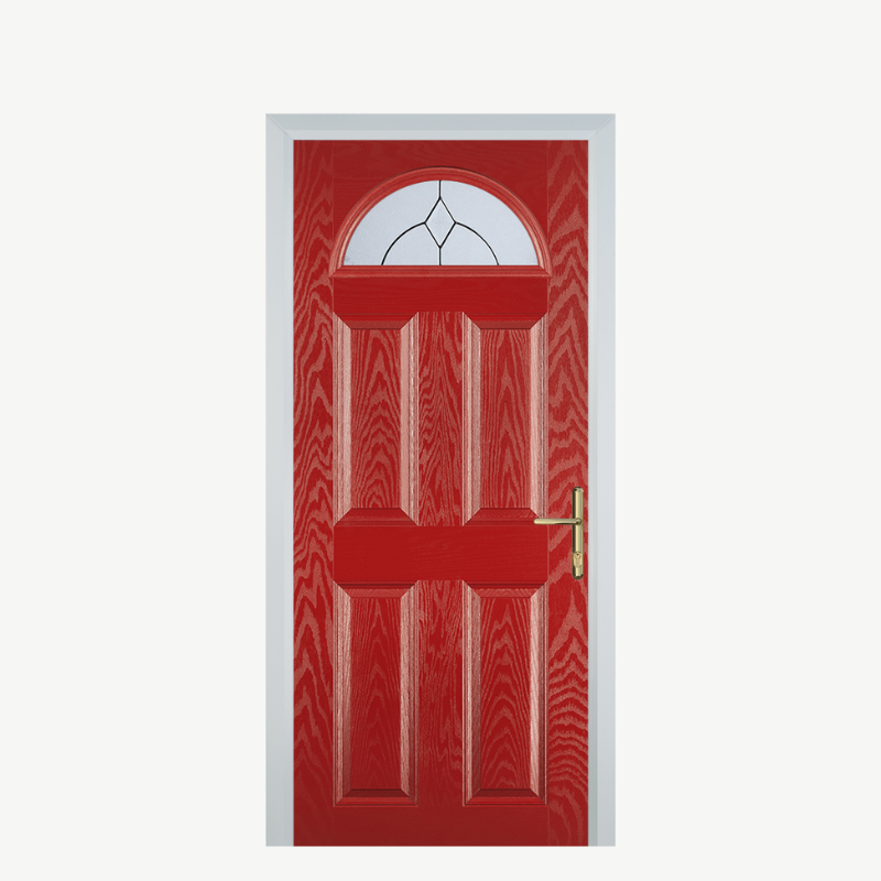 Door D 4 Panel 1 Arch Red Classic image 0