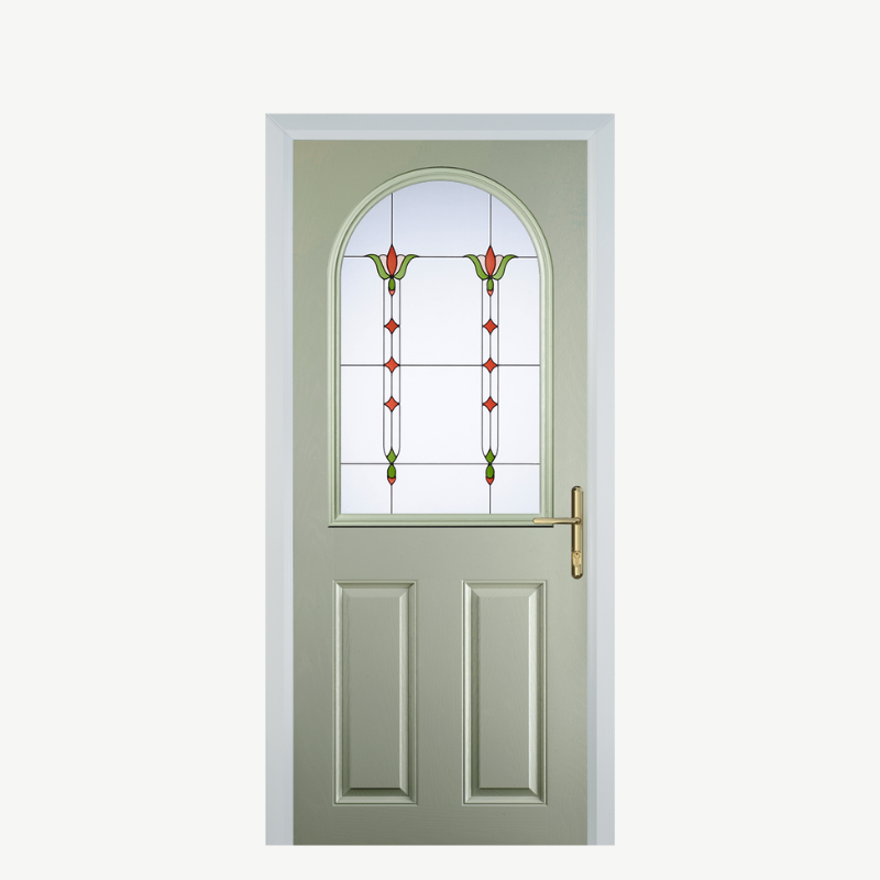 Door E 2 Panel 1 Arch Pebble Grey Fleur image 0