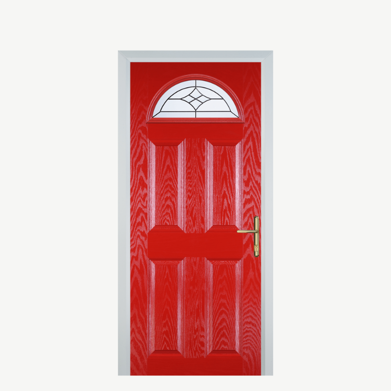 Door D 4 Panel 1 Arch Poppy Red (High Gloss) Crystal Harmony Frost image 0