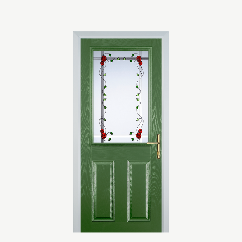 Door F 2 Panel 1 Square Fern Green Mackintosh Rose image 0