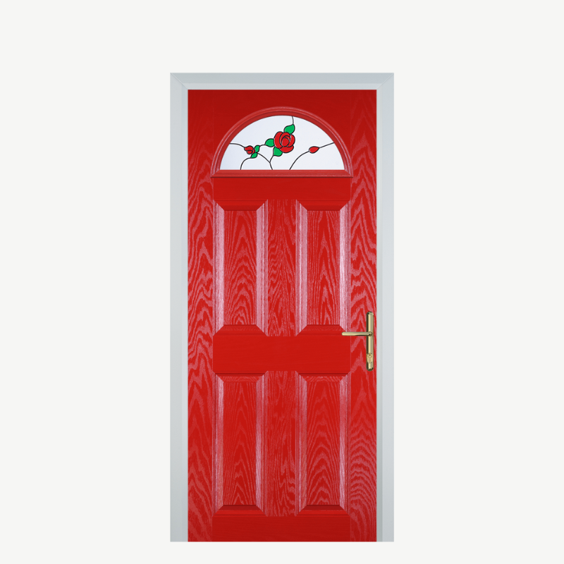 Door D 4 Panel 1 Arch Poppy Red (High Gloss) English Rose image 0