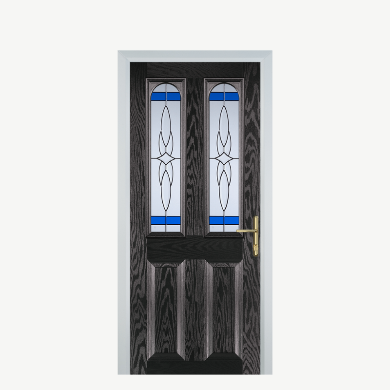 Door A 2 Panel 2 Arch Black Brown Crystal Harmony Blue image 0